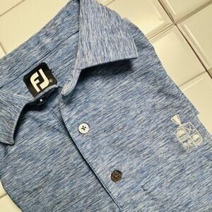 FootJoy Polo Shirt Mens XL Heathered Blue Short Sleeve Embroidered Pullover 0295
